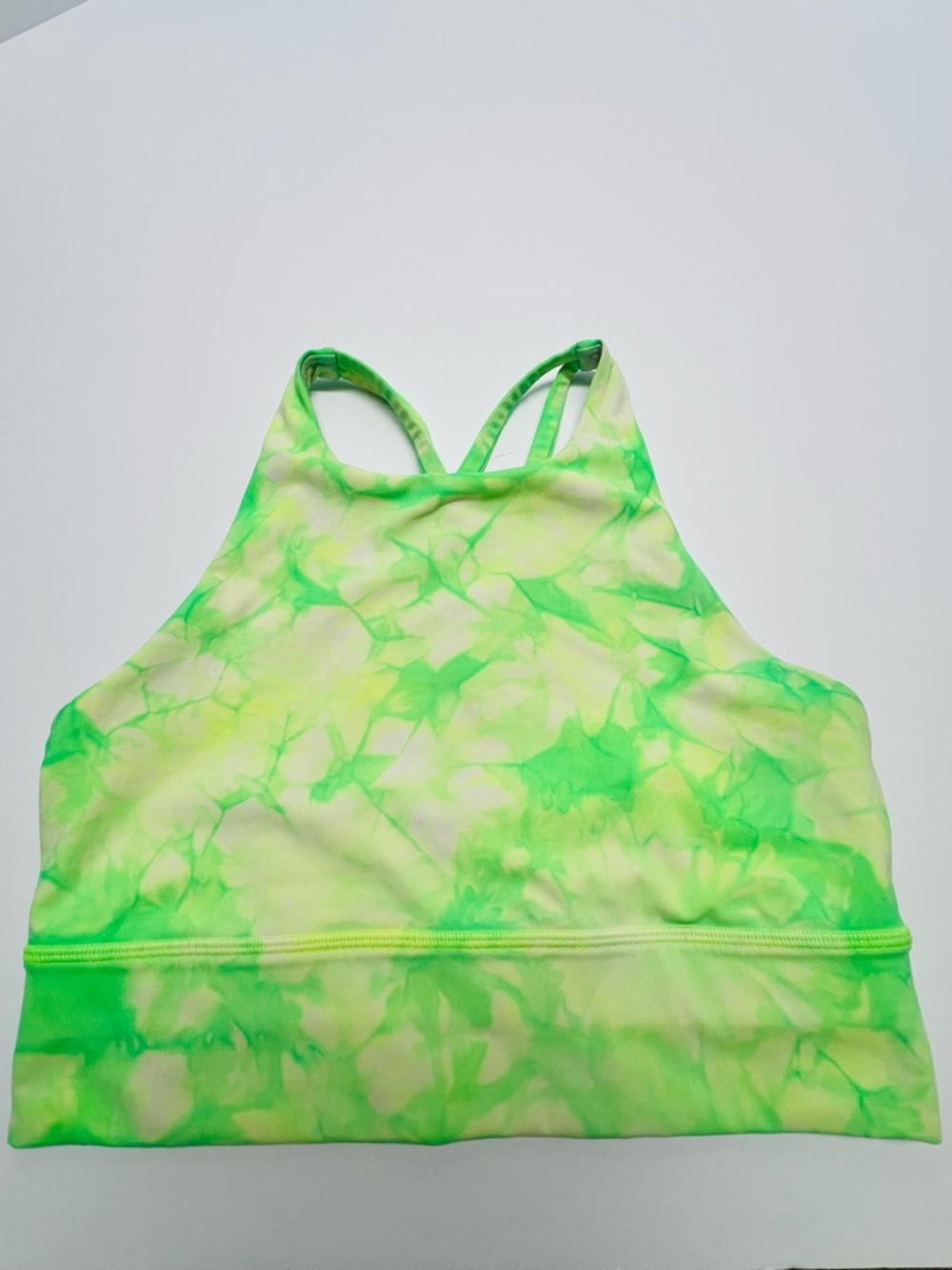 LULULEMON energy Bra Long Line Green Tie Dye Size 6 Strappy Back Medium Support - Picture 3 of 10